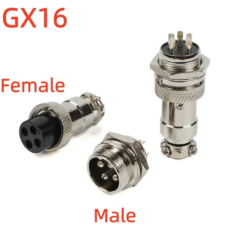 4PCS GX16 Aviation Plug Socket Opening M16-2 Pin-3-4-5-6-7-8-9-10 Pin Male Female Connector