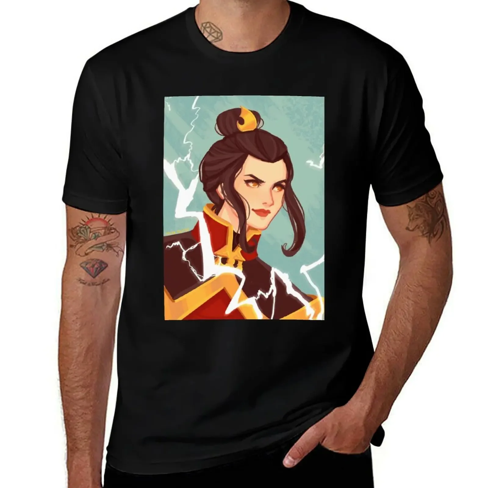 Azula Lightning Print T-Shirt cute clothes heavyweights vintage anime shirt mens graphic t-shirts big and tall