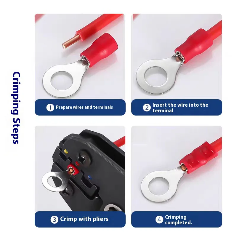RV1.25/2/3.5/5.5 معزول حلقة العروات العقص محطات النحاس القصدير تصفيح سلك موصل رشاقته O على شكل كابل مشترك كابل العروة