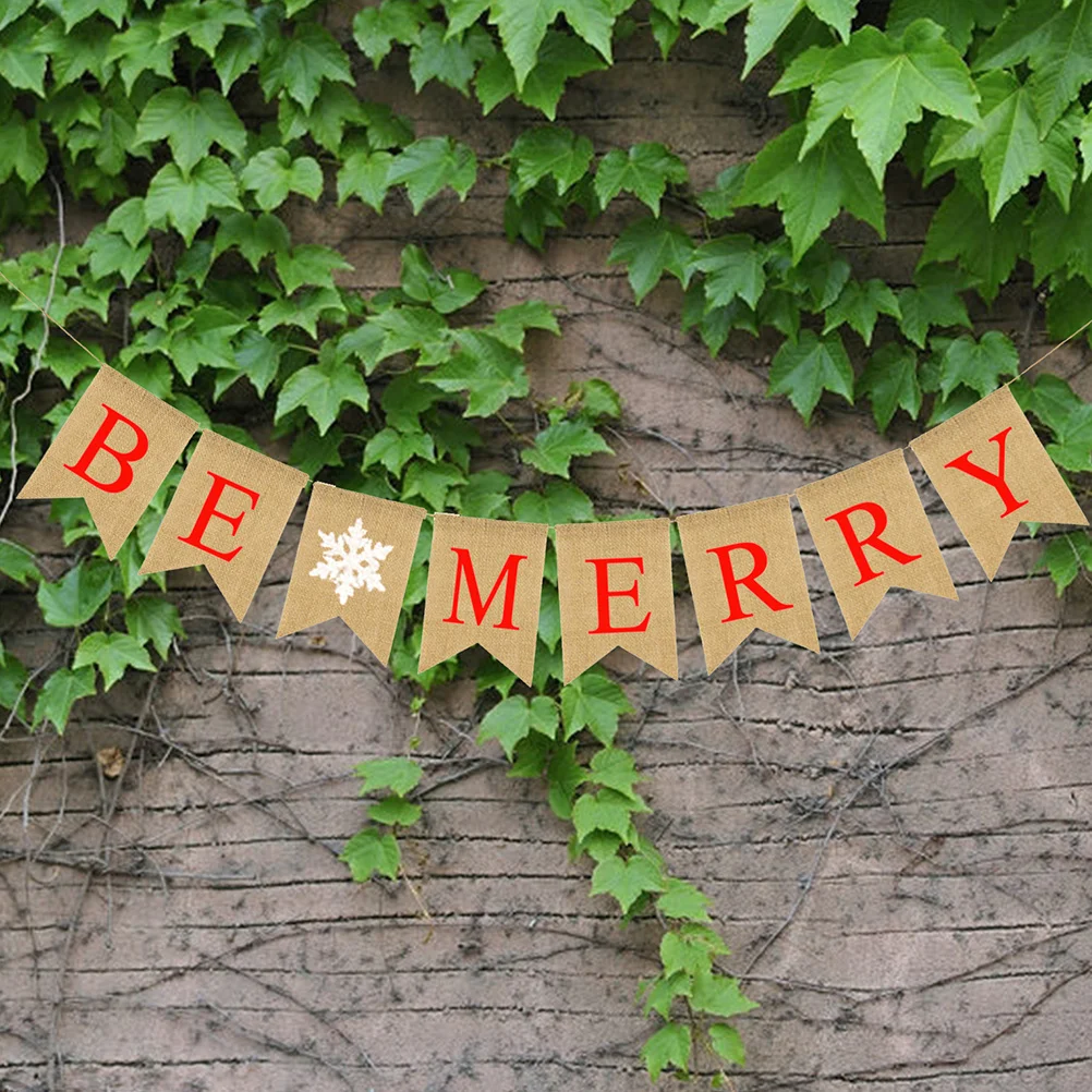 رسالة الرايات راية الكتان الخيش ندفة الثلج نمط بشق سحب العلم الطرف الديكور عيد الميلاد عيد الميلاد راية