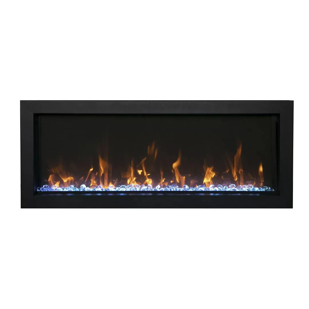 Modern Steel Wall Mounted Electric Fireplace Household Recessed Design Remote Control English Operating Language for Indoor Use