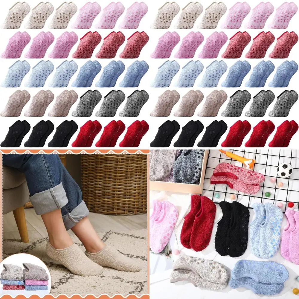 

Women's Bulk Pack Non-Slip Ankle Socks with Fuzzy Lining, Grippers, for Warmth & Comfort, Sizes 5-11