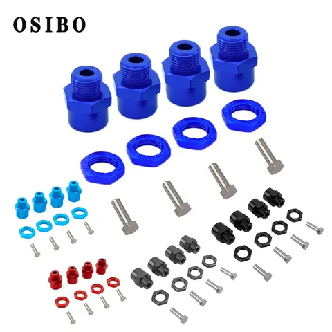 4 st aluminiumlegering sexkantsadapter 12 mm till 17 mm hjulsexkantsnavadapter förlängningskonverteringsmuttrar för 1/10 RC-biluppgradering 1/8 däck 10 best sales 17 mm till 24 mm sexkantsadapter - №2