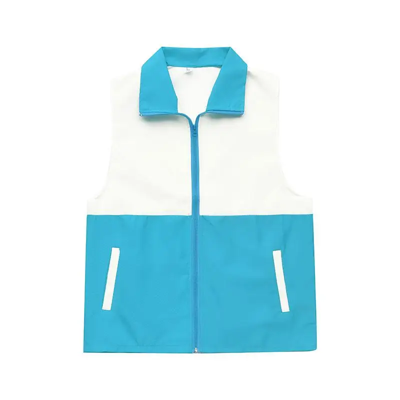 Men's Work Activity Public Welfare Color Blocked Patchwork Vest Custom Design Print Logo Competition Multiple Pockets Jacket Top