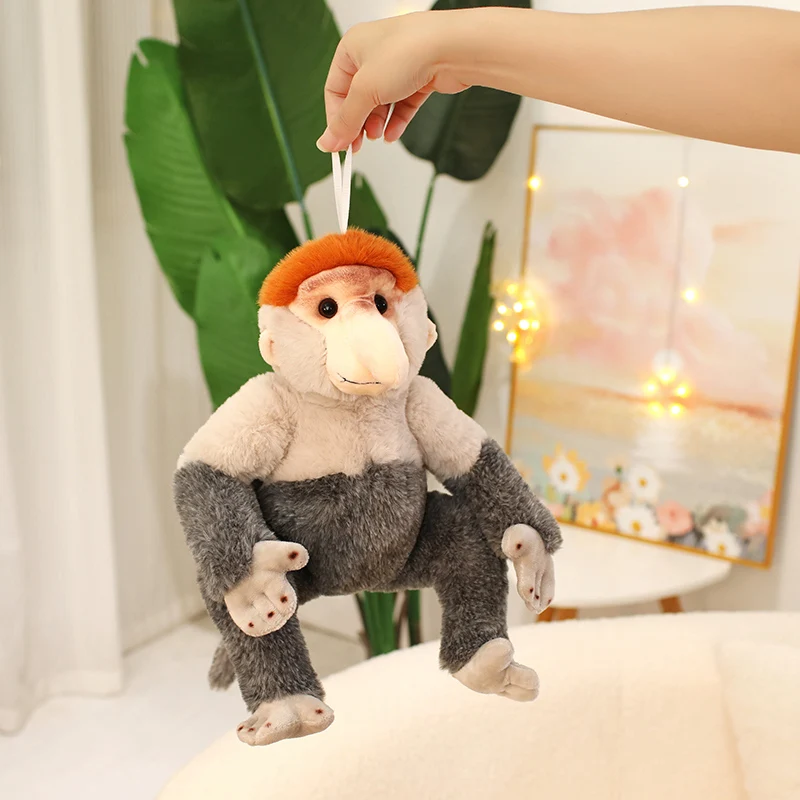 

Premium Soft Proboscis Monkey Plush Hanger Home Decor for Bed Sofa Office Non-Slip Base Machine Washable Gift
