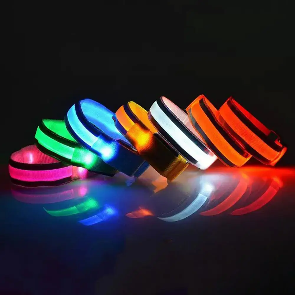 LED Night Running Armband Riding Arm Ring Luminous Double Reflective Strip Wrist Belt Light Outdoor Sport USB Rechargeable Belt