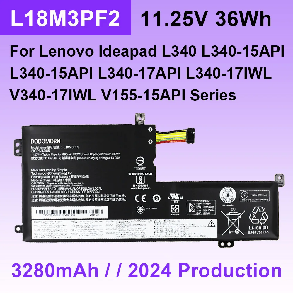 L18M3PF2 Battery For Lenovo IdeaPad L340 L340-17API L340-17IWL L340-15API L340-15IWL V155 V340-17IWL Laptop L18C3PF2 In Stock