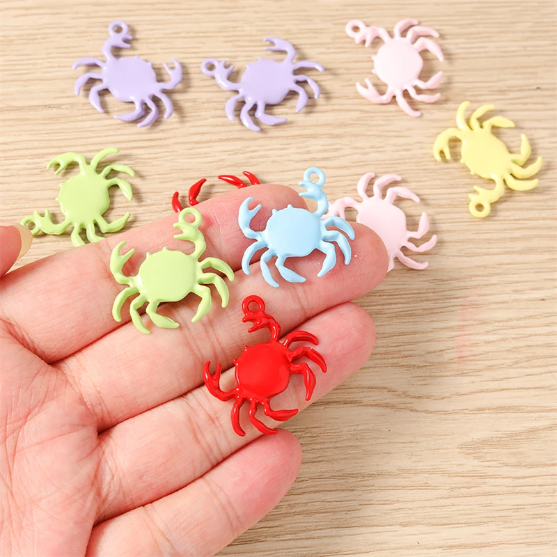 5 Stück 25 x 21 mm Cartoon-Anhänger mit buntem Emaille-Krabbenmotiv, passend für Halsketten, Ohrringe, Armbänder, DIY-Handwerk, Schmuckherstellung, Zubehör – Detail 3