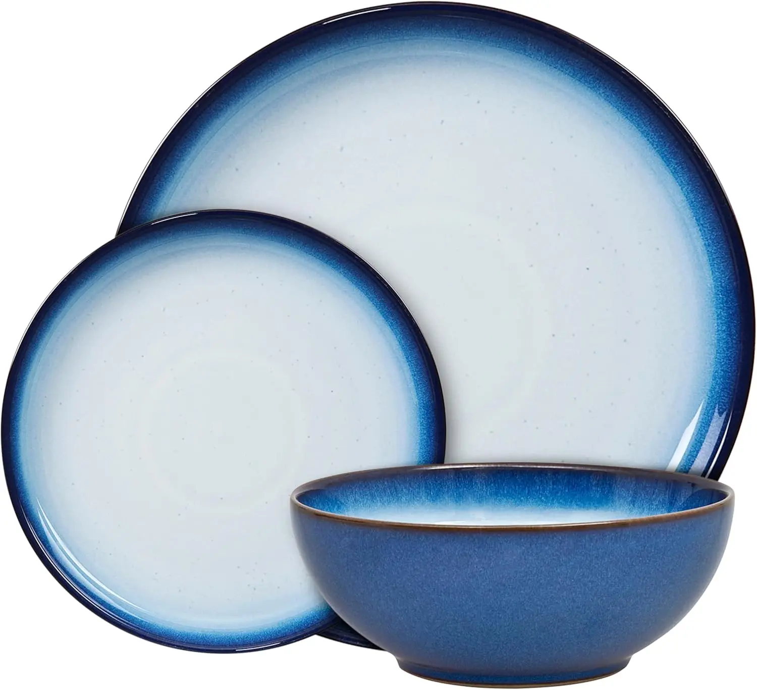 

Denby Blue Haze Dinner Set for 4-12 Piece Reactive Glaze Ceramic Stoneware Tableware Set Dishwasher Microwave Oven Safe