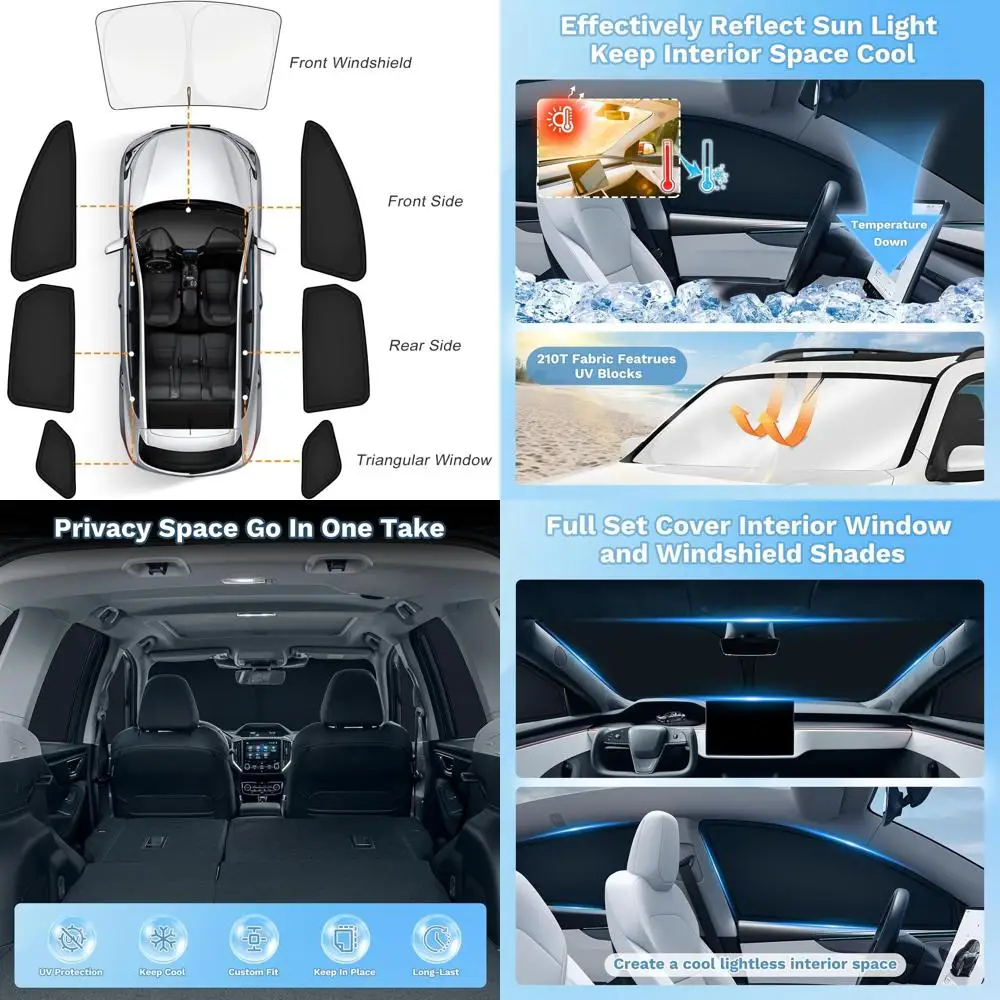 

Car Window Shades for Tesla Model 3 2018-2025 2026 Windshield Sun Shade Side Window Cover UV Block Privacy Protection Accessorie