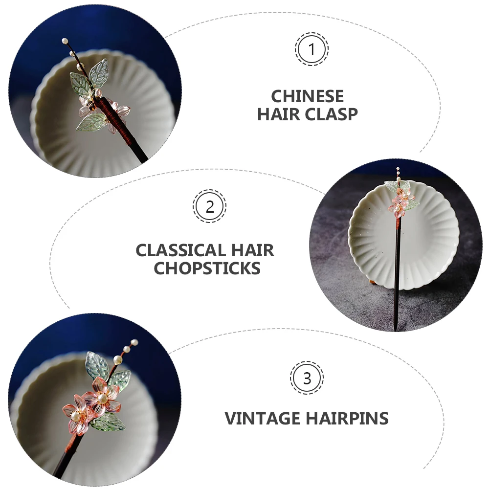 

1pc Vintage Hairpins Floral Hair Stick Chinese Style Decorative Hair Accessory For Hanfu Party Prom Performance Hairpin Tool