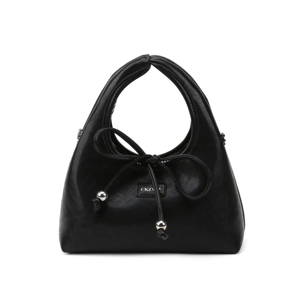Bow Tie Lace Up Solid Color Crossbody Bag Glossy Faux Leather Womens Shoulder Bag Simple Style Luxury Sling Bag for Women Use