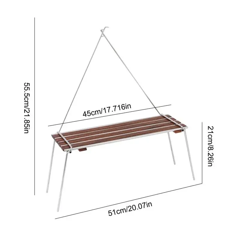 th Table  Camping Portable avec Support  Lumière, Bureau  Pique-Nique Pliable en Acier Inoxydable
