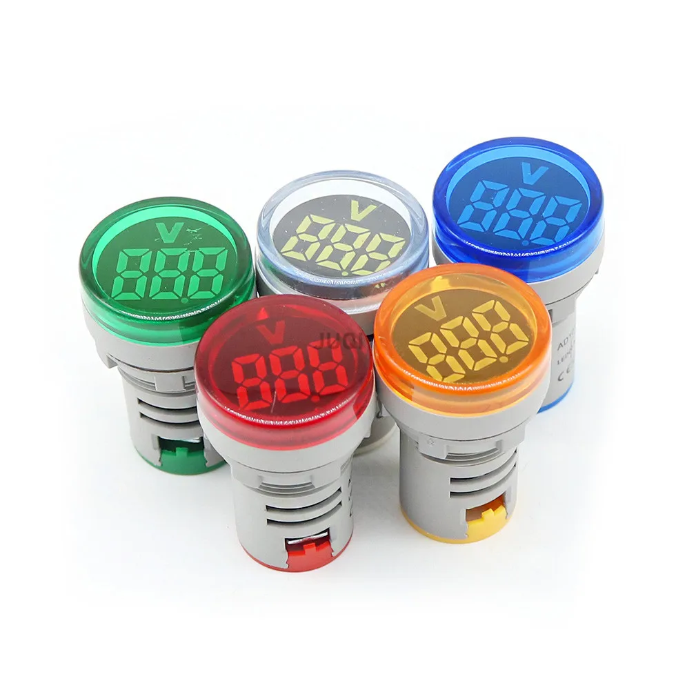 1PCS 22mm DIY Mini  Digital Voltmeter Round AC20-500V/DC5-60V Voltage Tester Meter Monitor Power LED Indicator Pilot Lamp Light