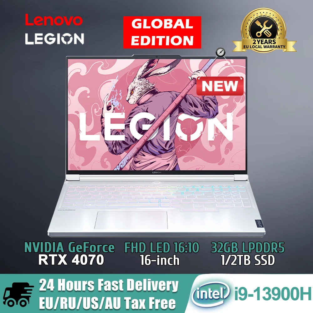 Lenovo Legion Y9000X E-sports Ordinateur portable de jeu Intel Core i9-13900H 32G RAM 1T SSD/RTX 4060/4070 foulant 16 pouces 165Hz Ordinateur portable