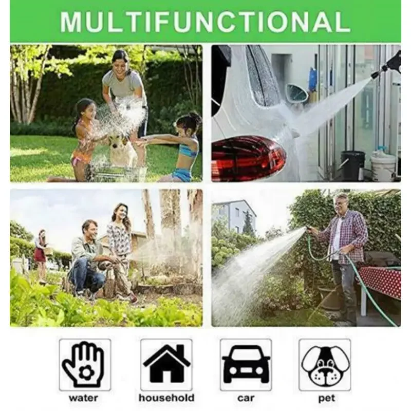 多機能伸縮式散水ホース、125フィート高圧洗車ガン、庭の水やりと洗浄セット
