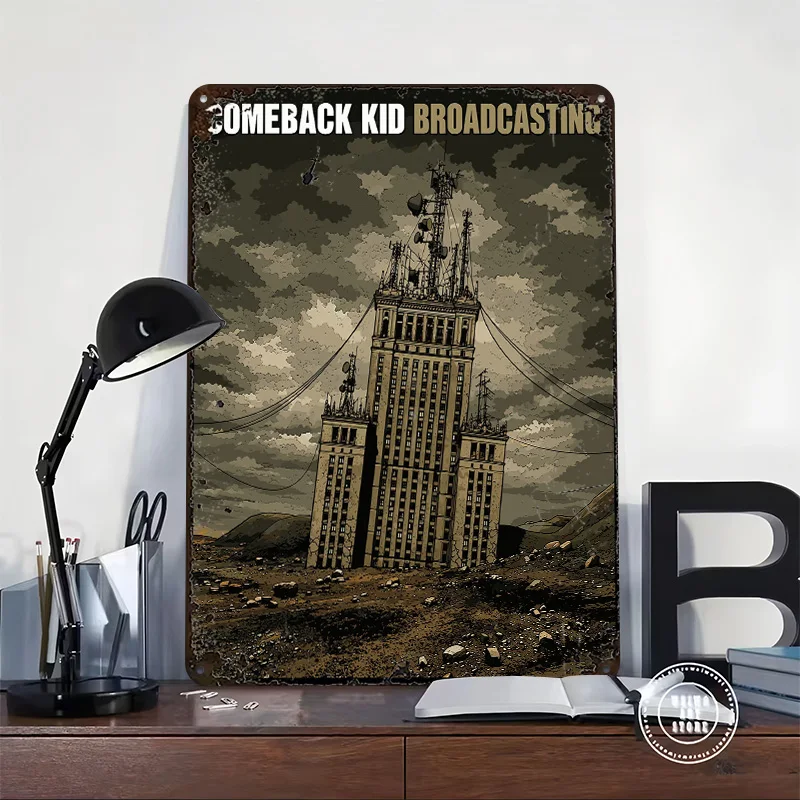 Comeback Kid Broadcasting 3D Texture Metal Poster Customized Wall Art Tin Sign Gift for Mancave Wand Deko Interior Accessories