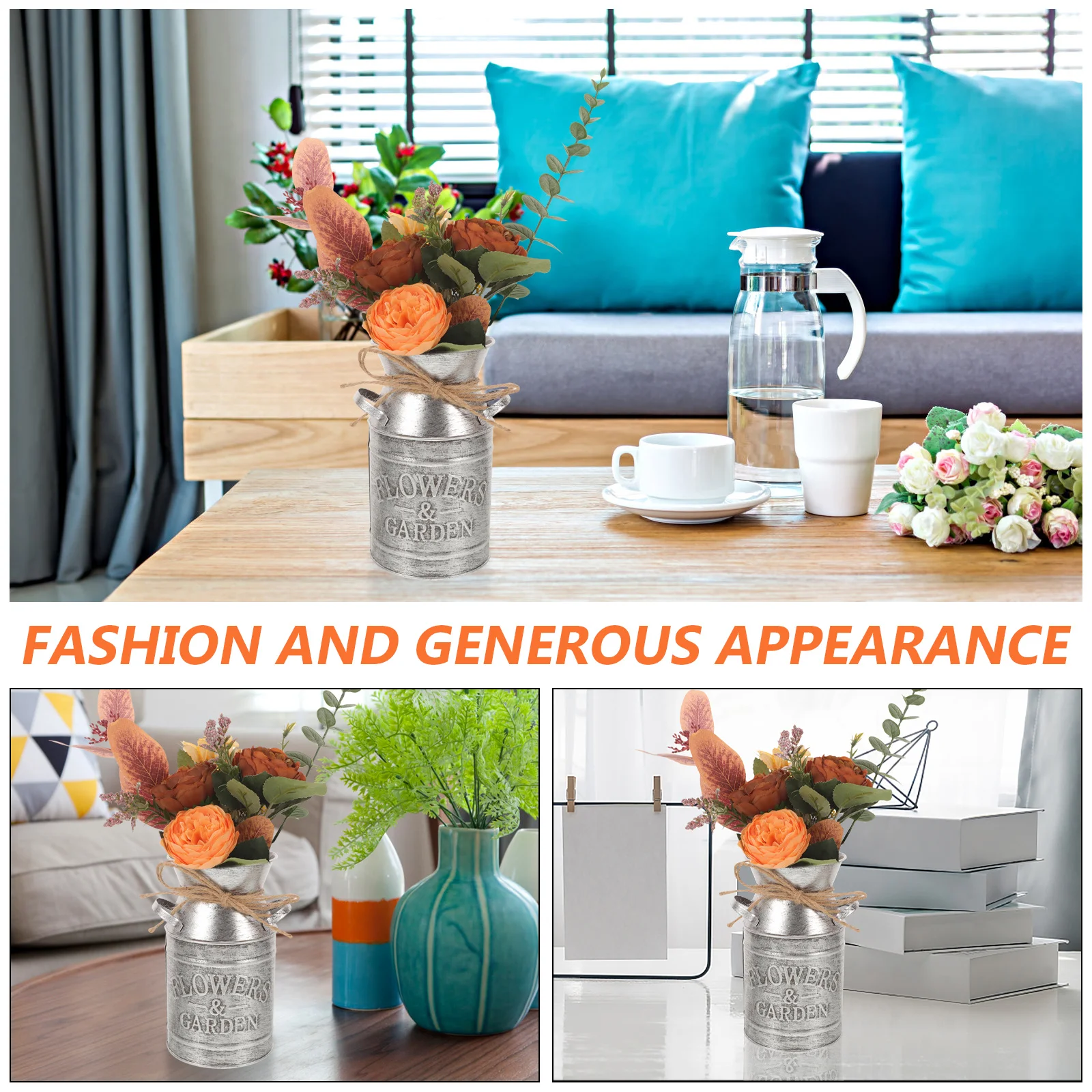 

Vintage Milk Can Flower Pot Rustic Metal Bucket For Home Garden Decor Portable Iron Planter Indoor Outdoor Use