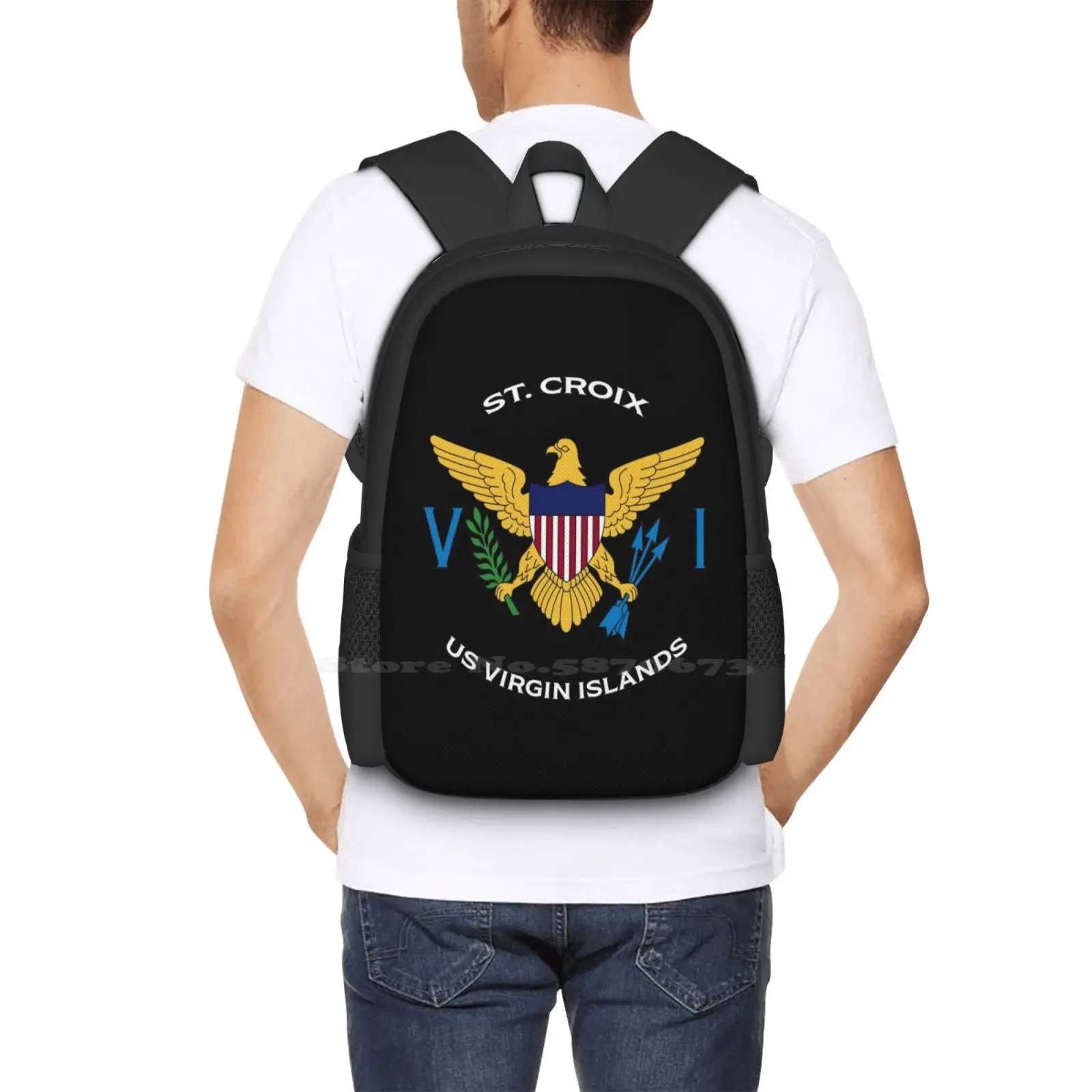 Us Virgin Islands Flag St. Croix Usvi Caribbean Tropical Backpack For Student School Laptop Travel Bag Us Virgin Islands Flag