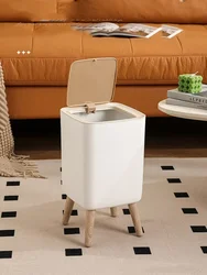 7/2L Japanese High Foot Wood Grain Trash Can Kitchen Bathroom Living Room Home Storage Bucket Office Hotel Waste Bins Organizer