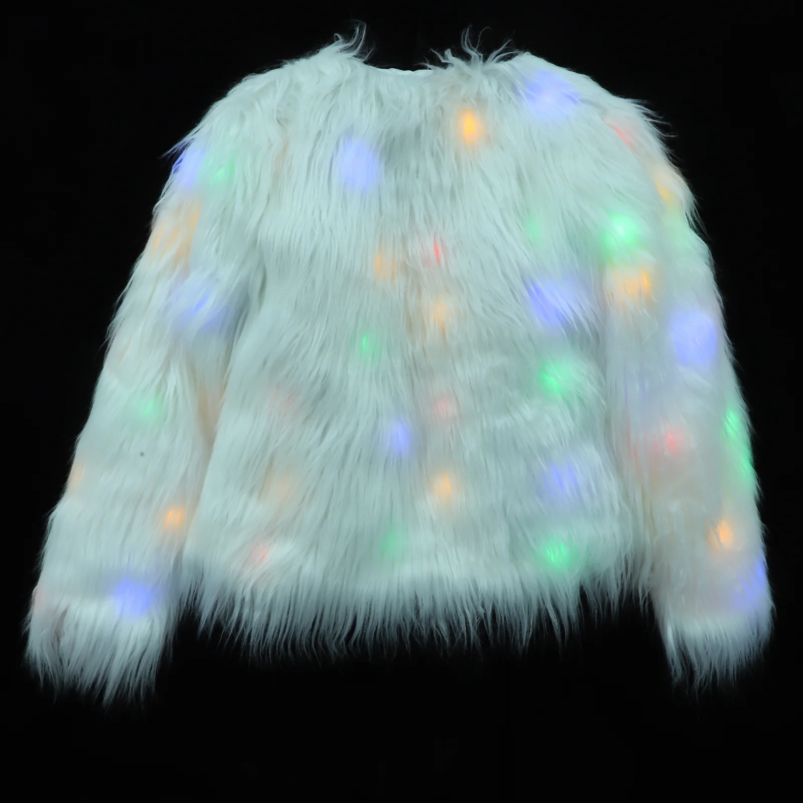 Women Birthday Party Costume Faux Fur Jacket Light up Coat Christmas Fancy Dress