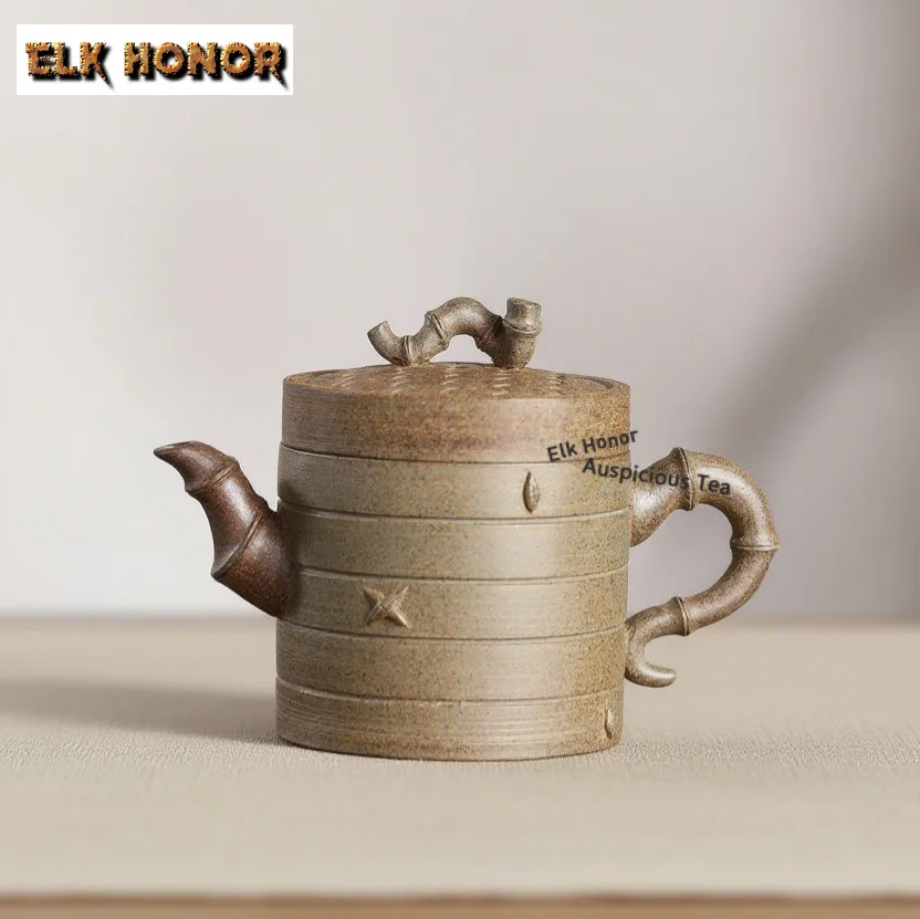300ml Aesthetic Yixing Purple Clay Teapots Handmade Xiao Long Bao Steamer Pot Raw Ore Section Mud Kettle Zisha Tea Set Gifts