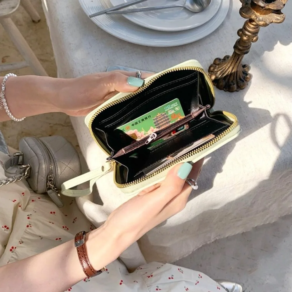 جديد بو الجلود محفظة المعصم المحمولة سعة كبيرة محفظة نسائية للعملات المعدنية سستة عملة الحقيبة المرأة