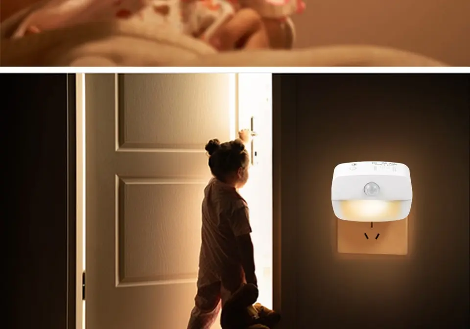 Motion Sensor LED Night Light EU Plug In 3 Modes Night Lamp For Home Aisle Hallway Stair Kitchen Bedroom Bedside Lighting