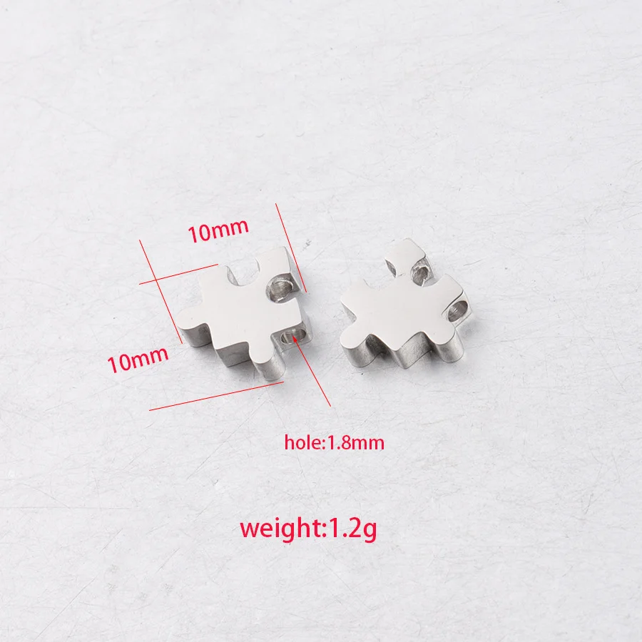 `5Pcs/Lot 316L Stainless Steel Puzzle Piece Charms Blank Jigsaw Spacer Beads DIY Jewelry Making Accessories For Bracelet Necklac