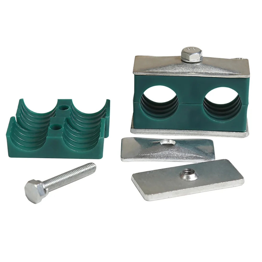 1pcs Light Duty 2 Pipe Holes Hydraulic Pipe Clamp 6-32mm Diameter Pipe Bolted Plastic Clips Oil Water Gas Pipe Fixing Part