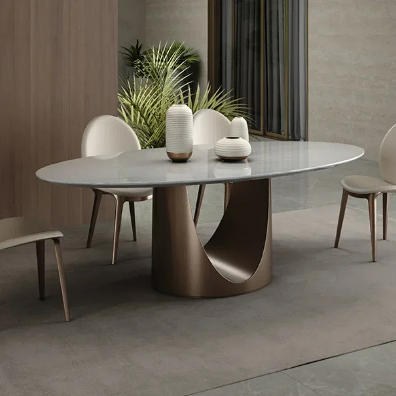 Elegant Dining Tables Extendable Table Service Sedentary Reception Multifunction Home Furniture Dinning Mesa Comedor Luxury Oval