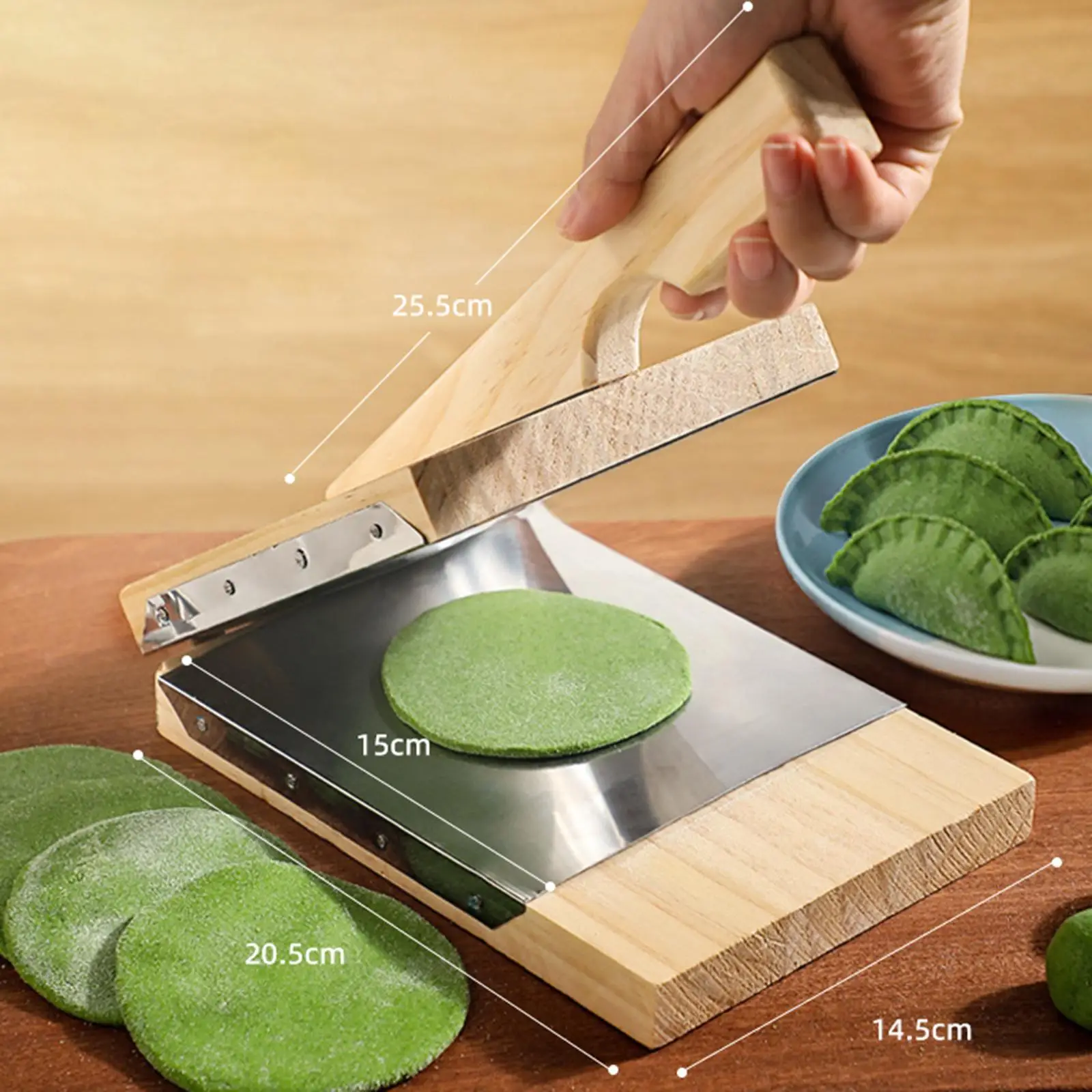 

Wooden Tortilla Press Presser Homemade Traditional Manual Dumpling Wrapper Presser for Kitchen Home Pastry Restaurant