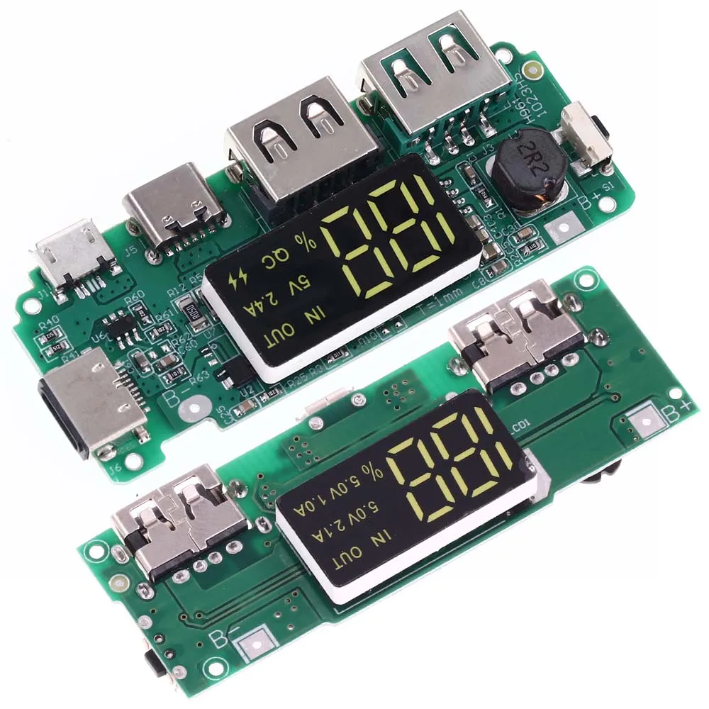 18650 Lithium Battery Digital Display Charging Module 5V2.4A 2A 1A Double USB Output with Display Boost Module