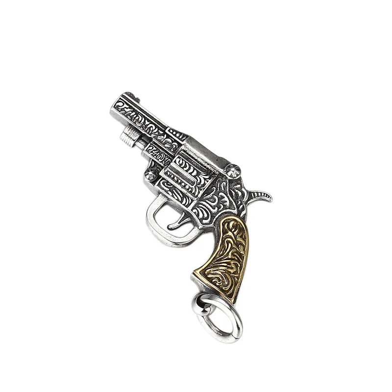 Genuine S925 Sterling Silver Pendants for Women Men New Fashion Eternal Rattan Pattern 3D-revolver Punk Jewelry Wholesale