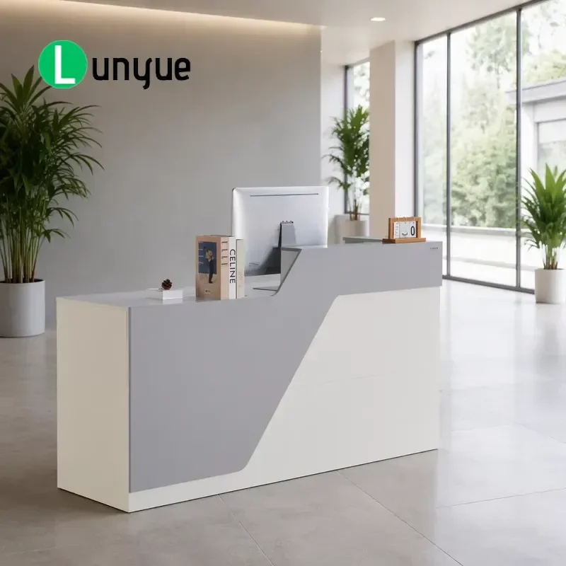 Modern Luxury Wood Office Reception Cashier Counter Simple Checkout Service Desk for   Hotel Supermarket Multi-Scene