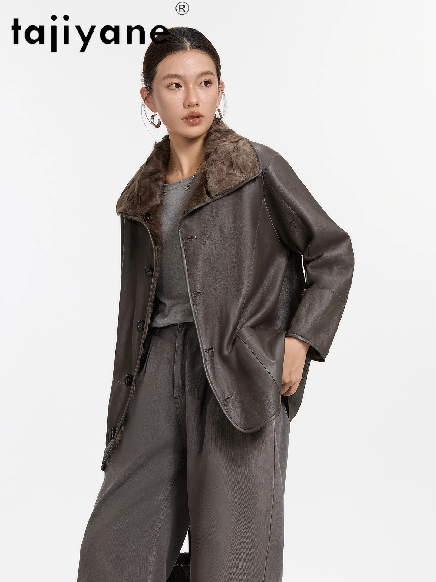 TAJIYANE Natuurlijke Xiaohu Wol Schapenvacht Bontjas Vrouw Stijlvolle Omkeerbare Jassen 2025 Warme Winter Outerwears Vrouwen Kleding 12.12