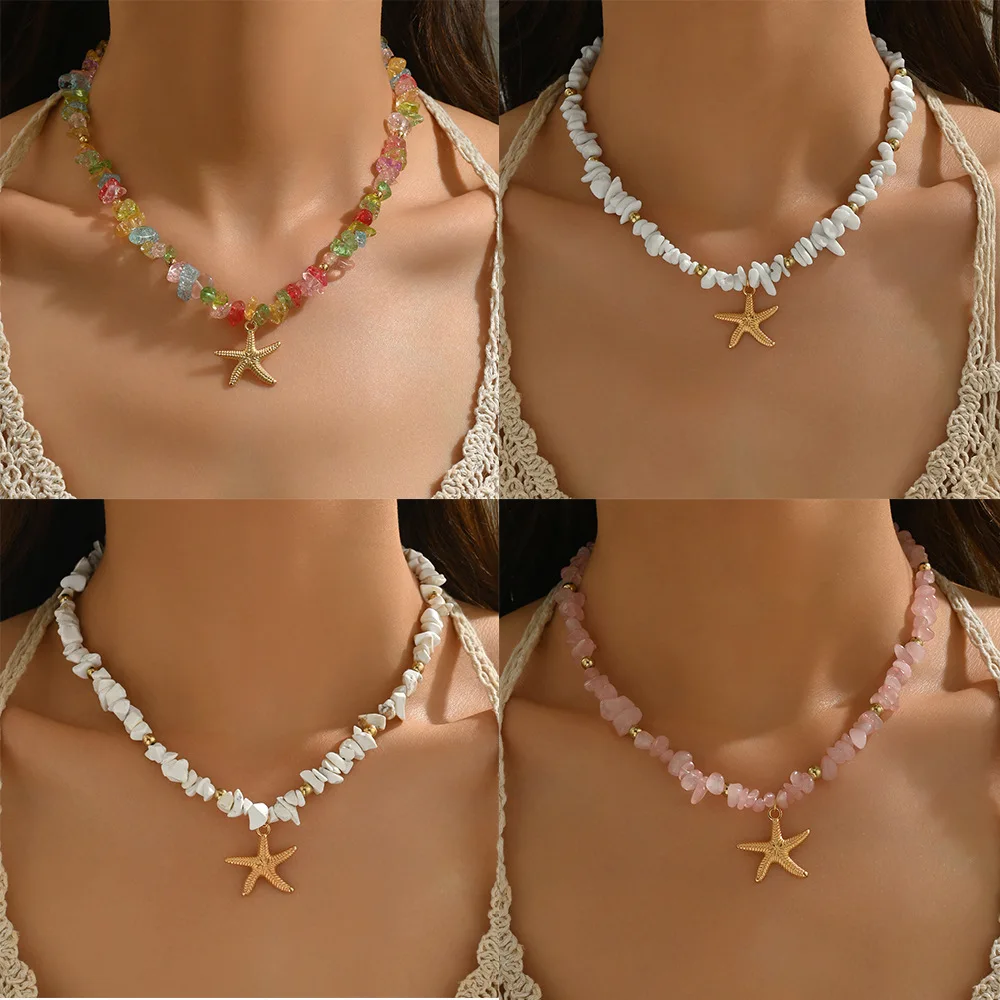 

Shell Pendant Ocean Inspired Jewelry Choker Suitable For Women Holiday Party Daily Fashionable Natural Seashell Beaded Necklace