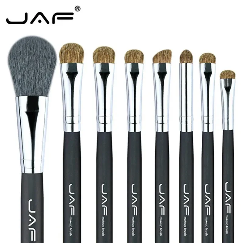 JAFプロフェッショナル8本セットメイクブラシセット収納袋付きソフトアニマルヘアパウダーアイシャドウブラシ brochas maquillaje
