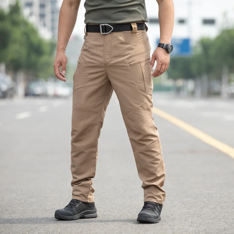 Herren Rip-Stop Taktische Cargohose mit mehreren Reißverschlusstaschen, verschleißfeste gerade Arbeitshose, Outdoor-Wanderhose, Taktikhose – Detail 10