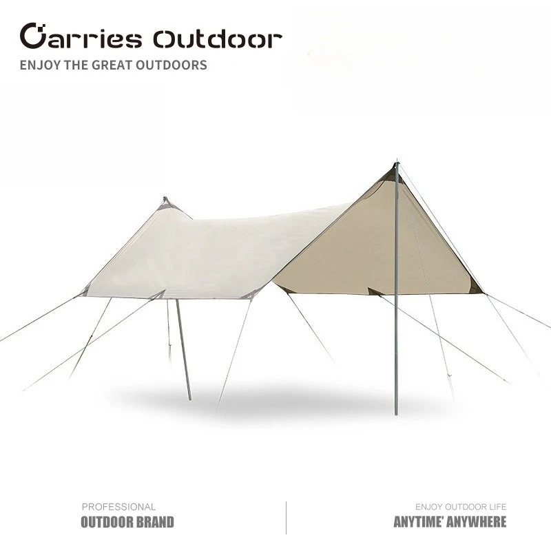 Black Vinyl Hexagonal Canopy Outdoor Camping Tarp Waterproof Large Oxford Cloth Sunshade Shelter