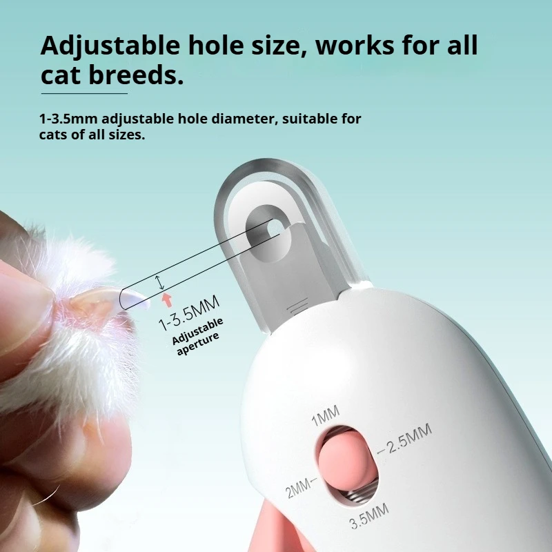 Adjustable Hole Cat Dog Nail Clipper with Hidden Nail File & Safety Lock