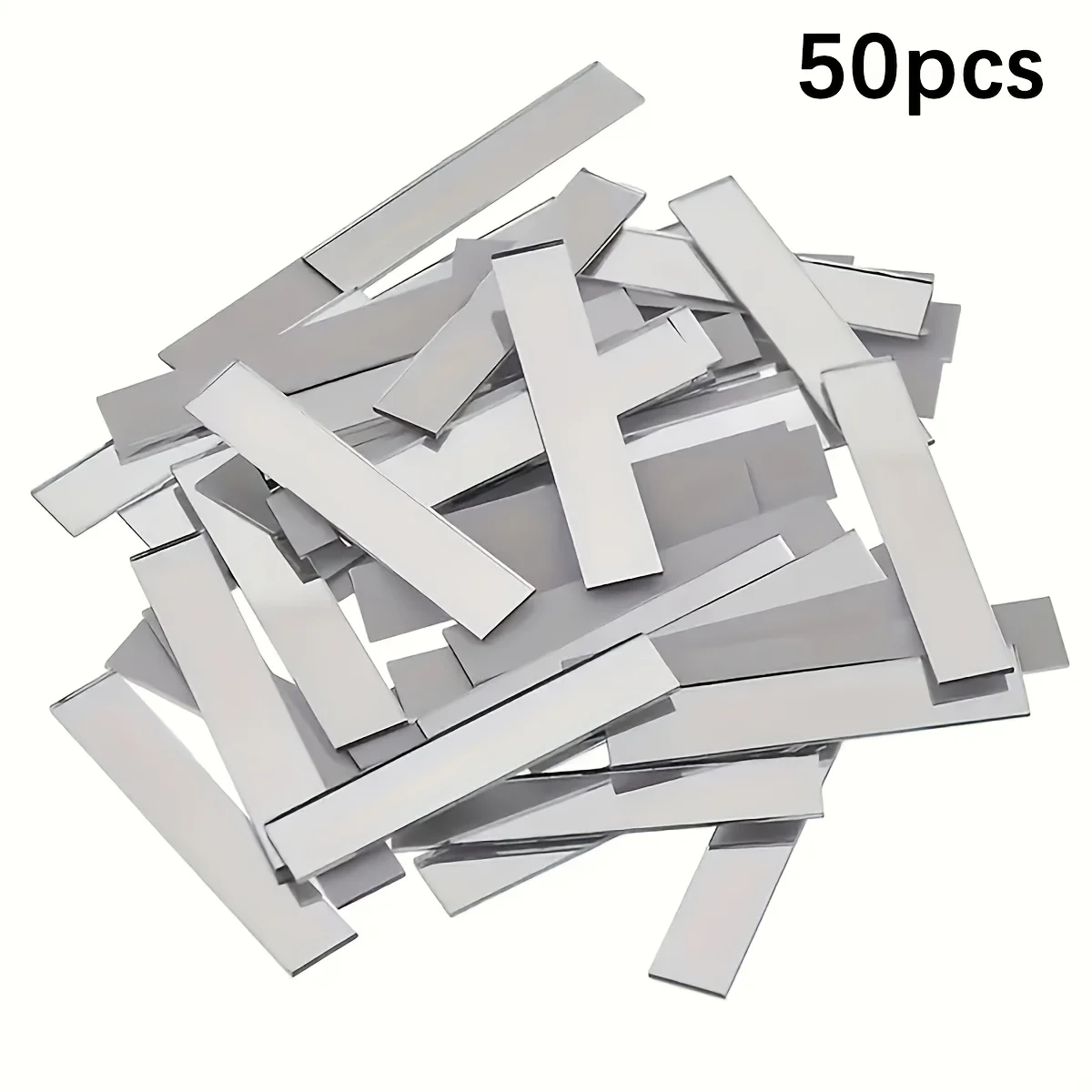 50 Stück rechteckige Spiegelglasfliesen, 0,39 x 1,97 Zoll, selbstklebende Spiegelaufkleber, Kunst-Wandaufkleber für Raumdekoration, Bastelbedarf