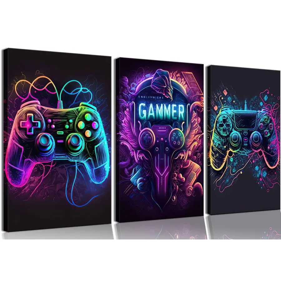 

Framed Video Game Decor Set of 3 Boys Room Posters for Bedroom Gaming Wall Art for Kids Playroom Home Decor gamer wall art Teen