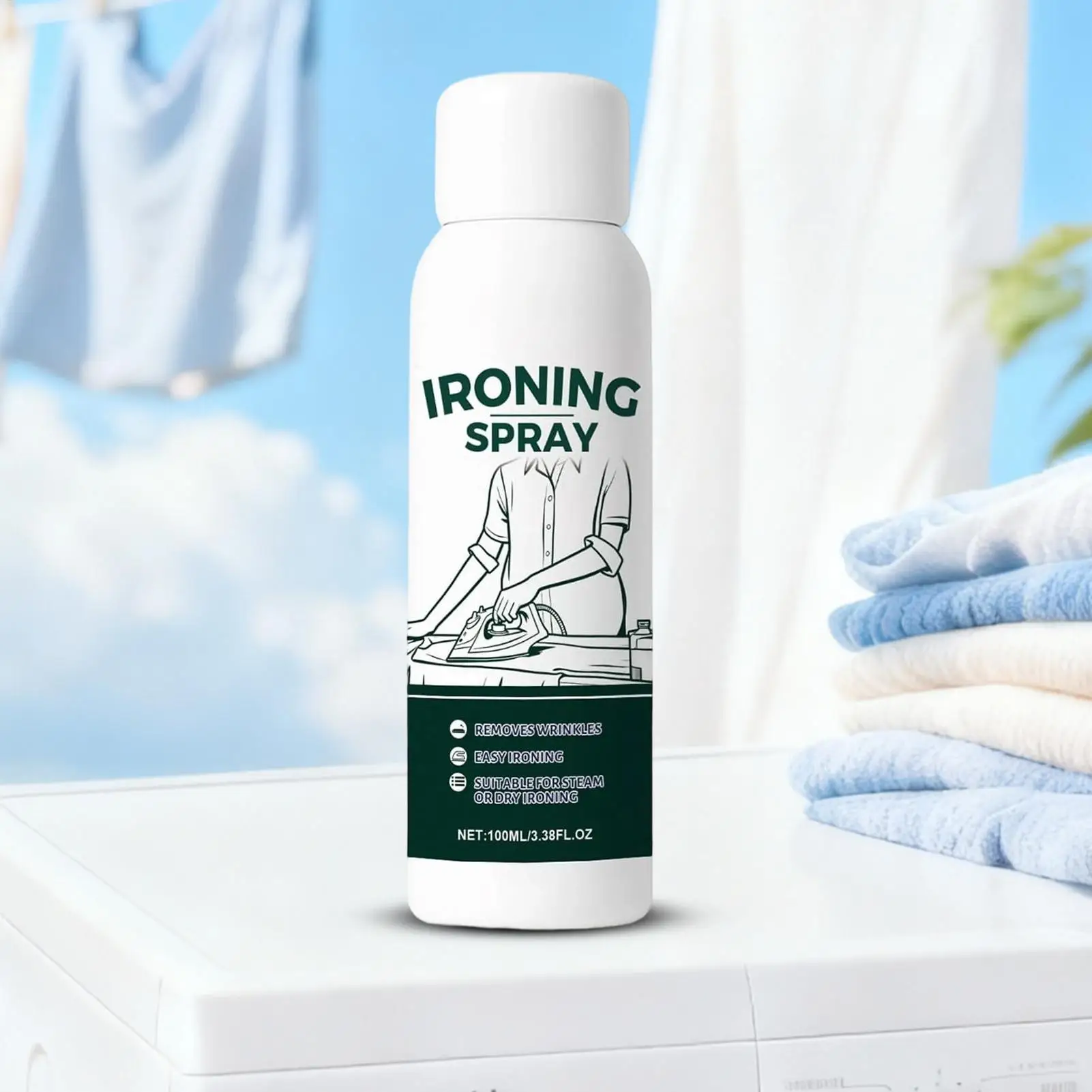 Nuevo Spray Antiestático para Planchado 100ml, Fijación Fuerte, Ideal para Viajes, para Tejidos de Lana, Algodón, Lino, Poliéster y Seda