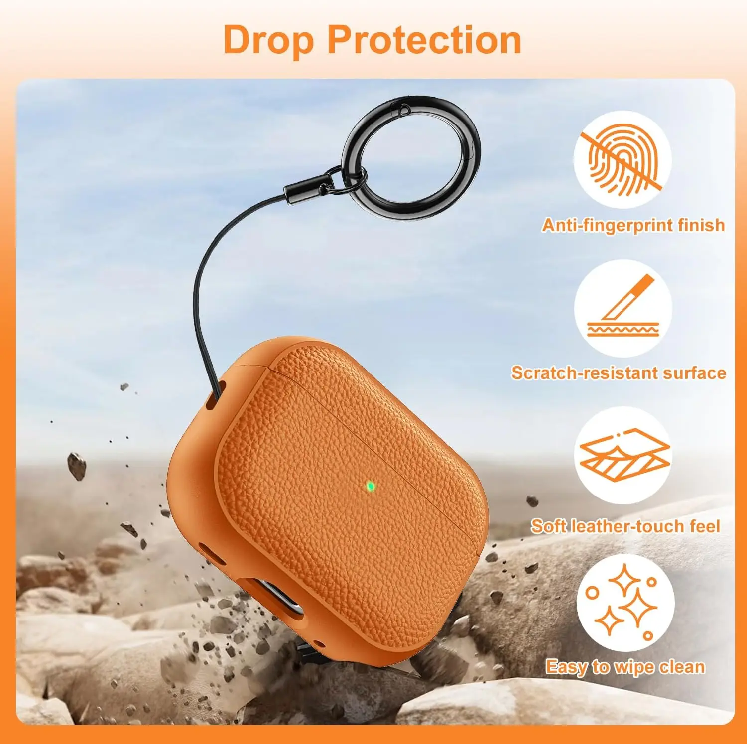 Leather Earphone Case for AirPods Pro 3 Full Cover Shockproof Protective Sleeve with Anti-lost Lanyard for AirPods Pro 3 Covers - view 3