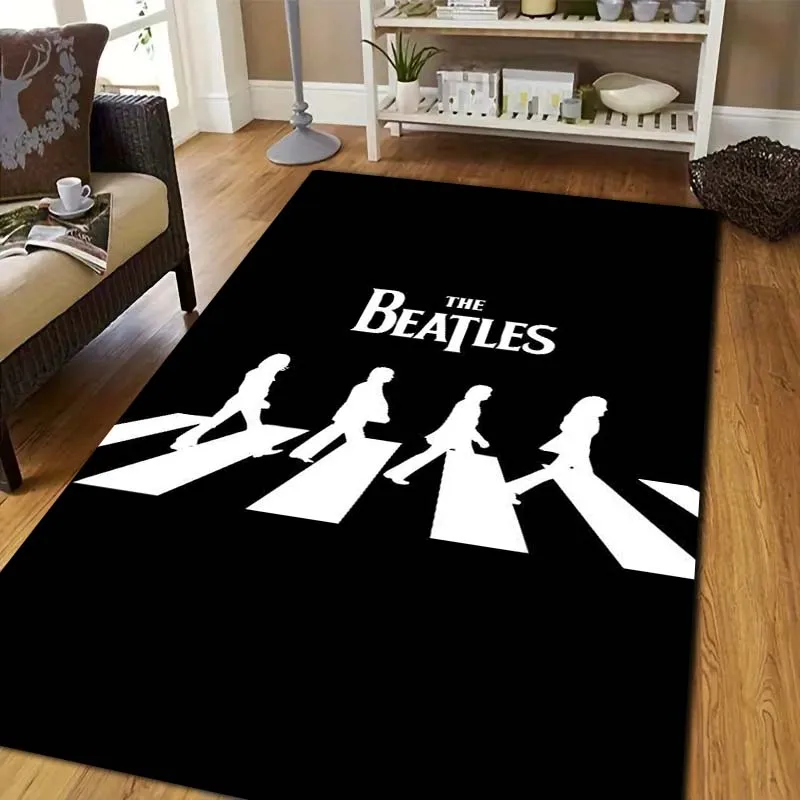 T-The Rock Band B-Beatles Print Area Rug Non‑Slip Soft Floor Carpet Bedroom Living Room Game Room Birthday Gift Home  Decor
