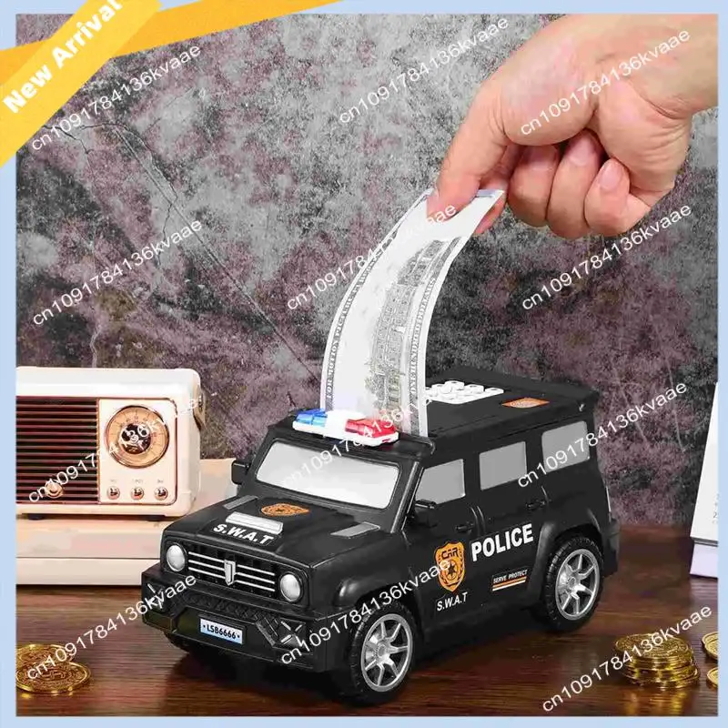 M01K Digital Fingerprint Piggy Bank Police Car Kids Password Piggy Bank Money Box With Password For Kids Puzzle Locker