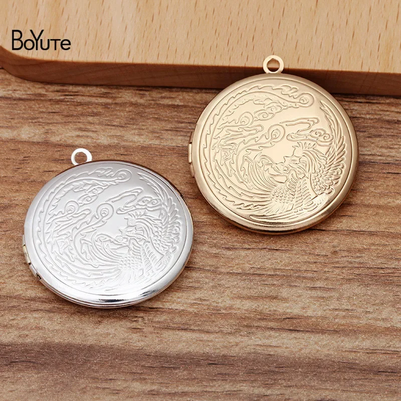 BoYuTe (10 Pieces/Lot) Round 32*6MM Metal Brass Phoenix Floating Locket Diy Memory Photo Locket Pendant