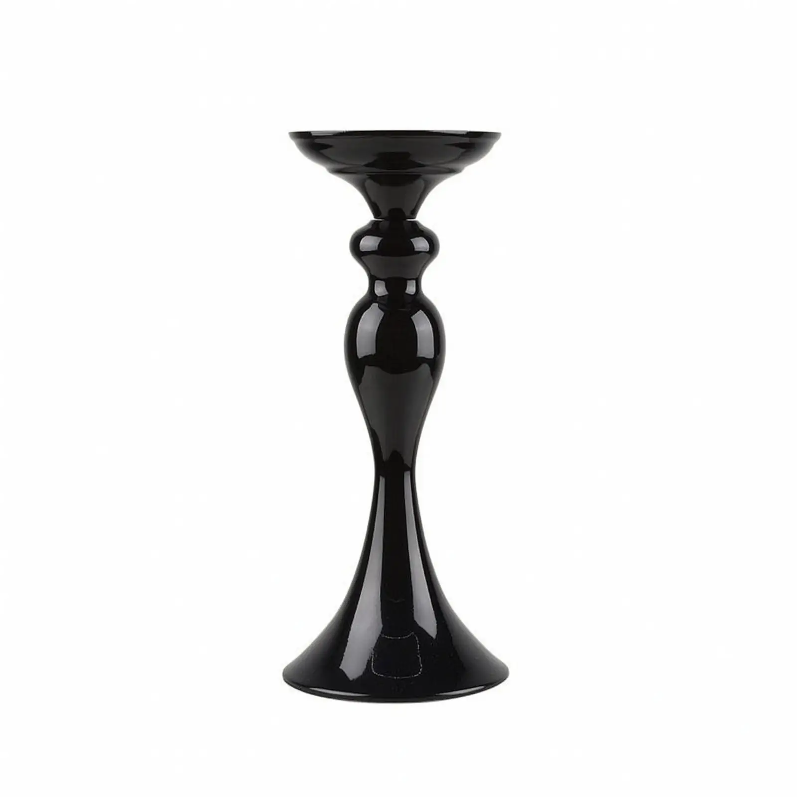 Iron Candlestick Holder with Flared Cup Top for Elegant Dining Table Decor Reflective Mirror Finish