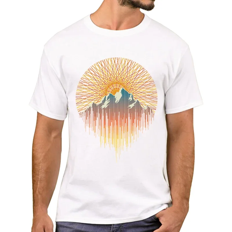 TEEHUB Hot Sales Everest Sunset Geometry Printed Men T-Shirt Fashion Geometric Sunset T Shirts Short Sleeve Tshirts Boy Tee